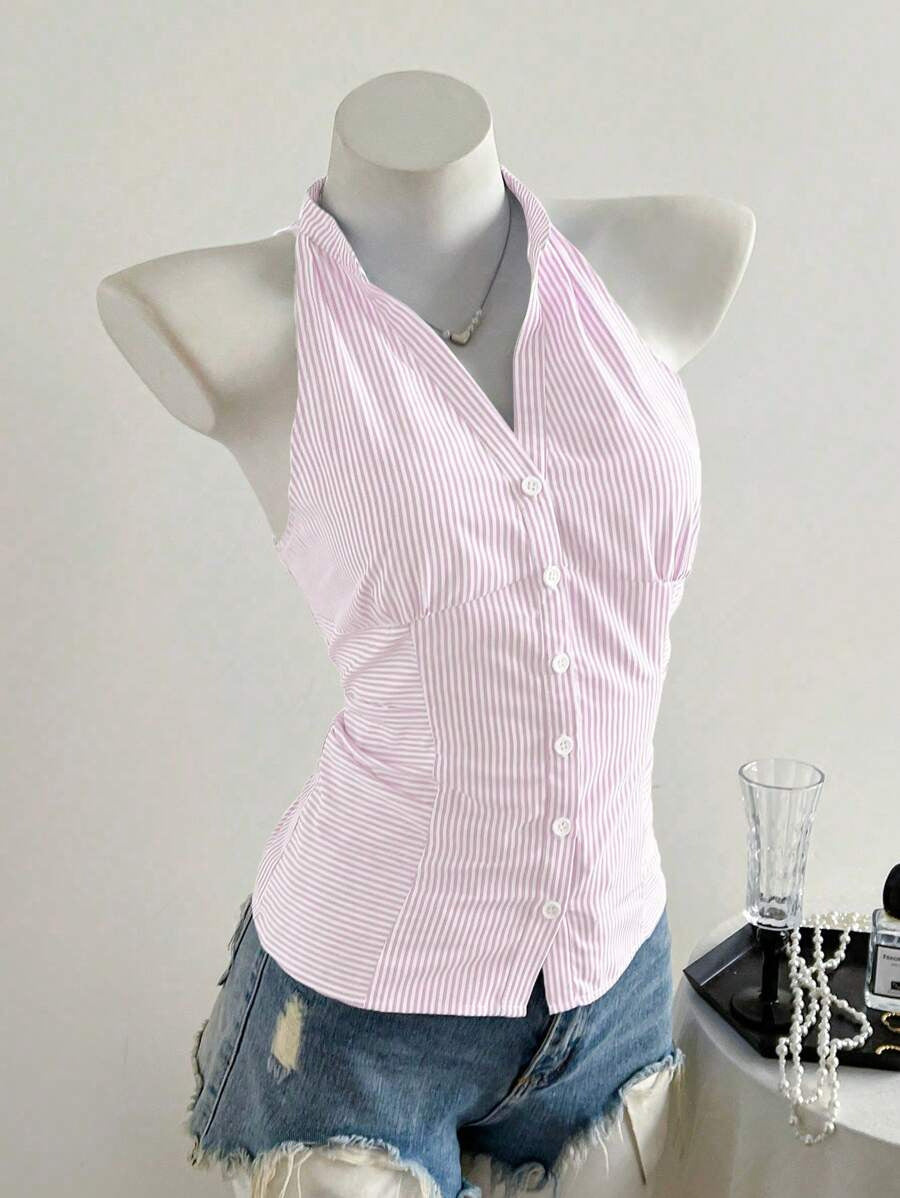 Striped Halter Blouse