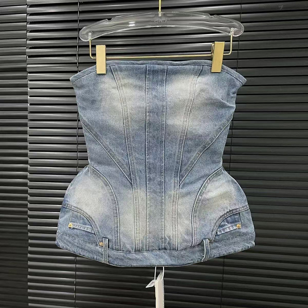 Denim Corset Top