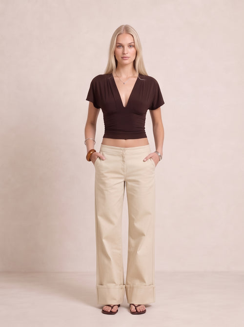 Cuffed Wide Leg Trousers