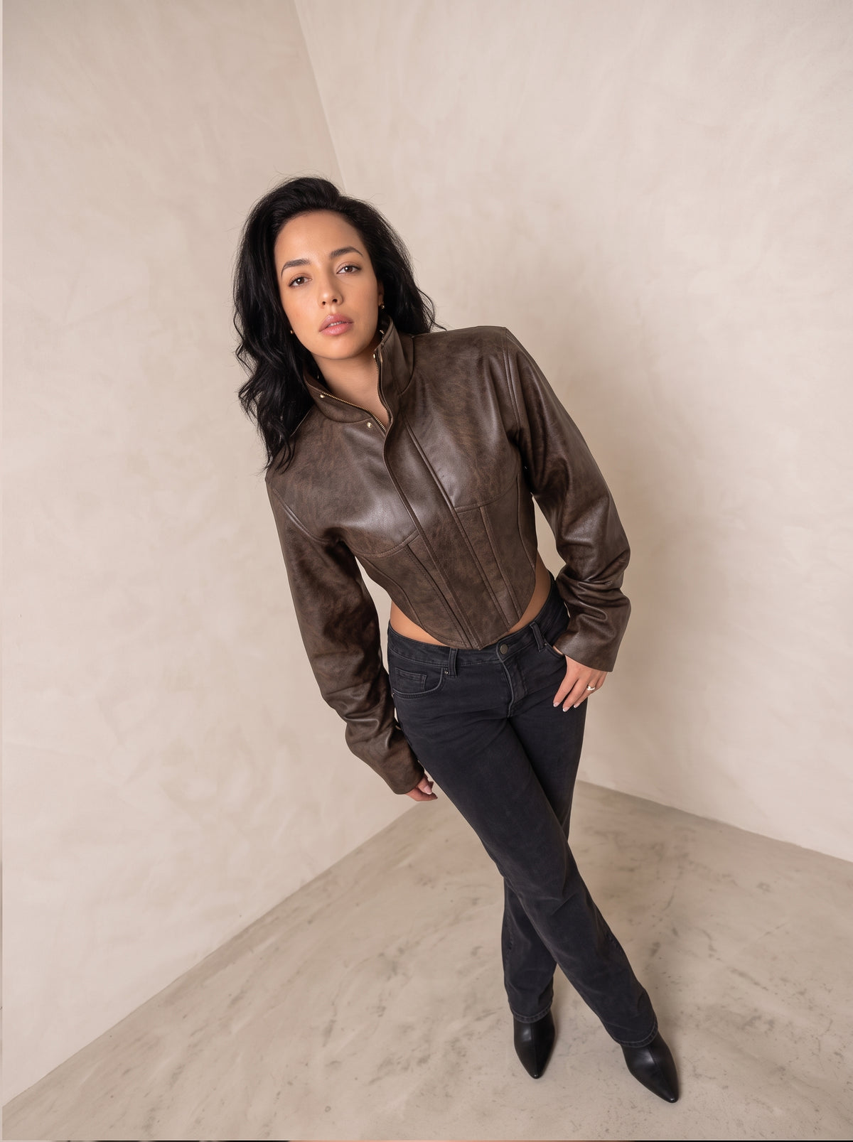 Cropped Leather Jacket