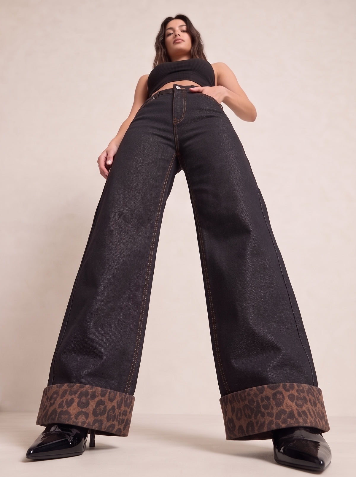 Retro Leopard Pocket Jeans