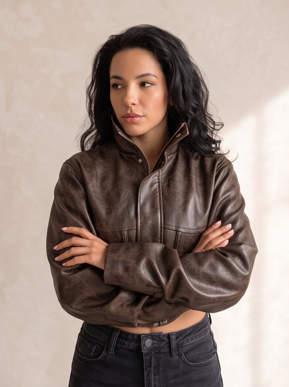 Cropped Leather Jacket