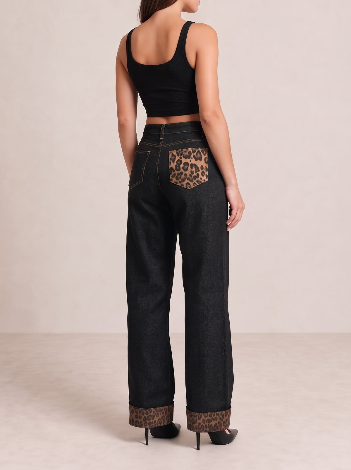 Retro Leopard Pocket Jeans