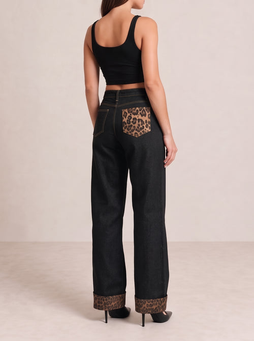 Retro Leopard Pocket Jeans