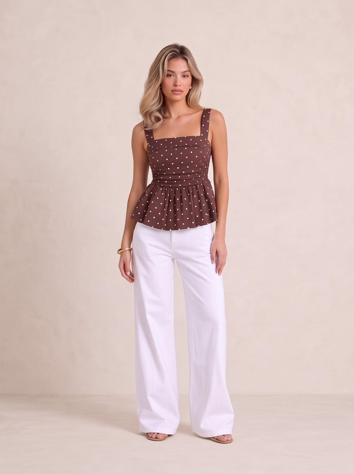 Polka Dot Peplum Top