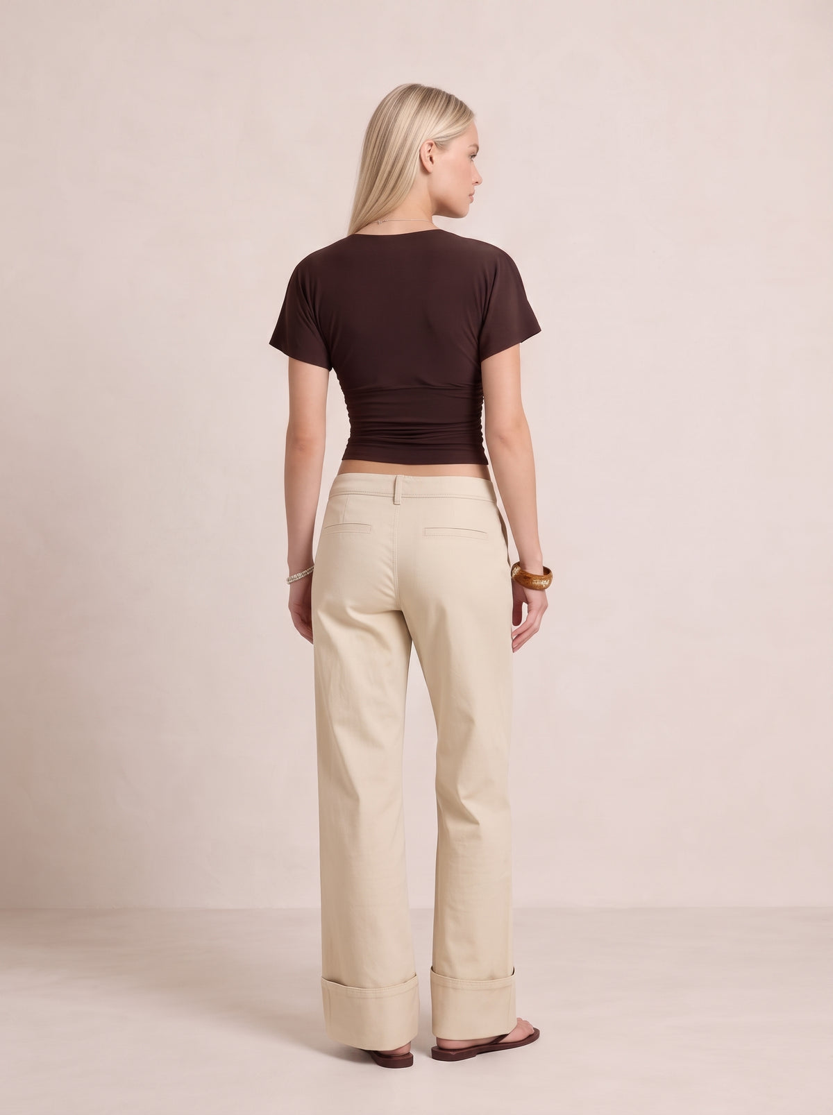 Cuffed Wide Leg Trousers