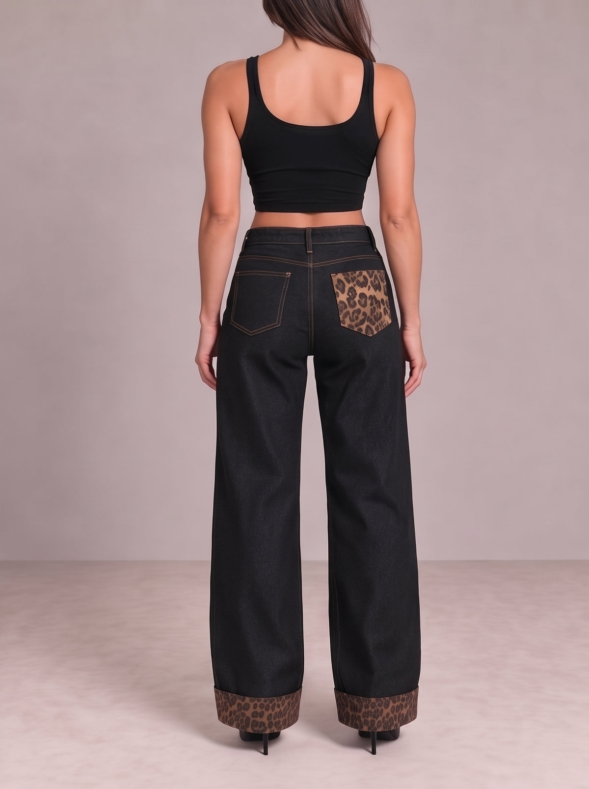 Retro Leopard Pocket Jeans
