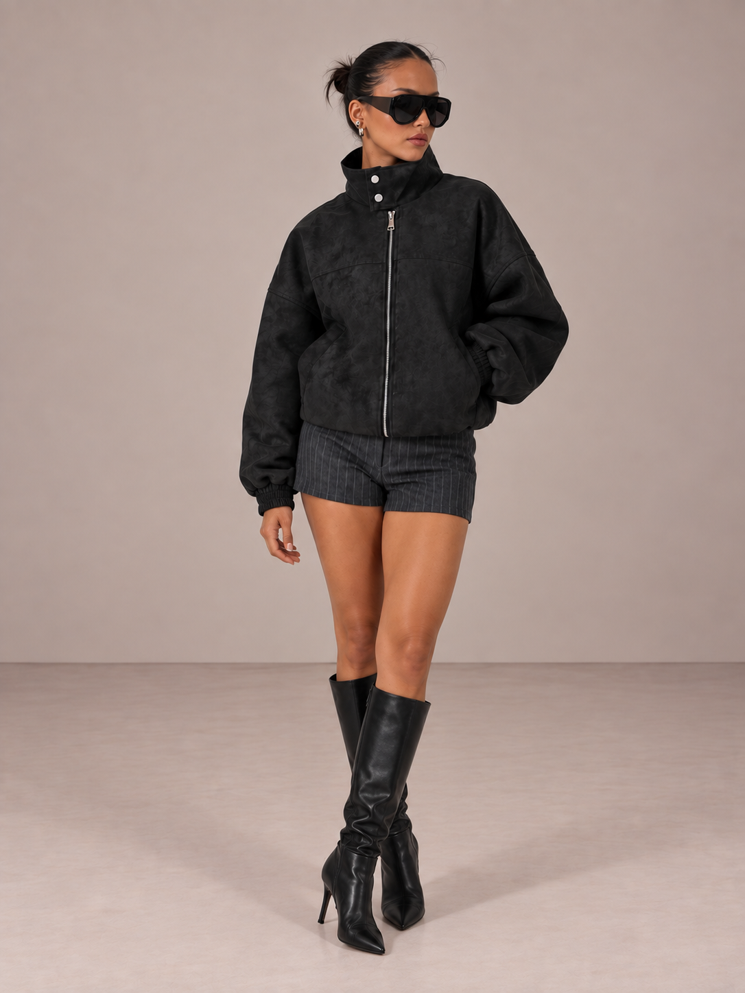 Washed Faux Suede Jacket