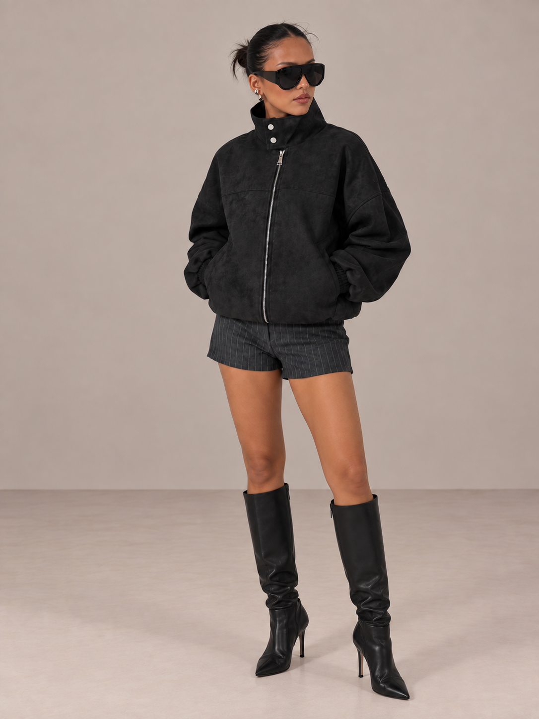 Washed Faux Suede Jacket