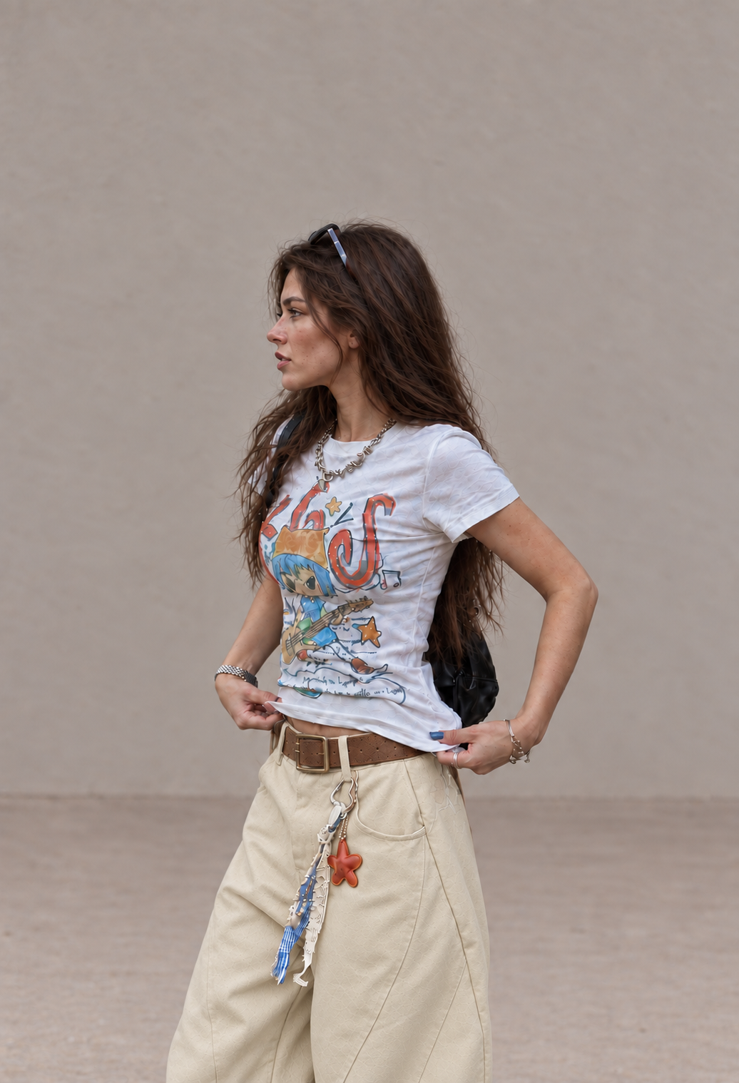 Embroidered Wide Leg Denim Pants
