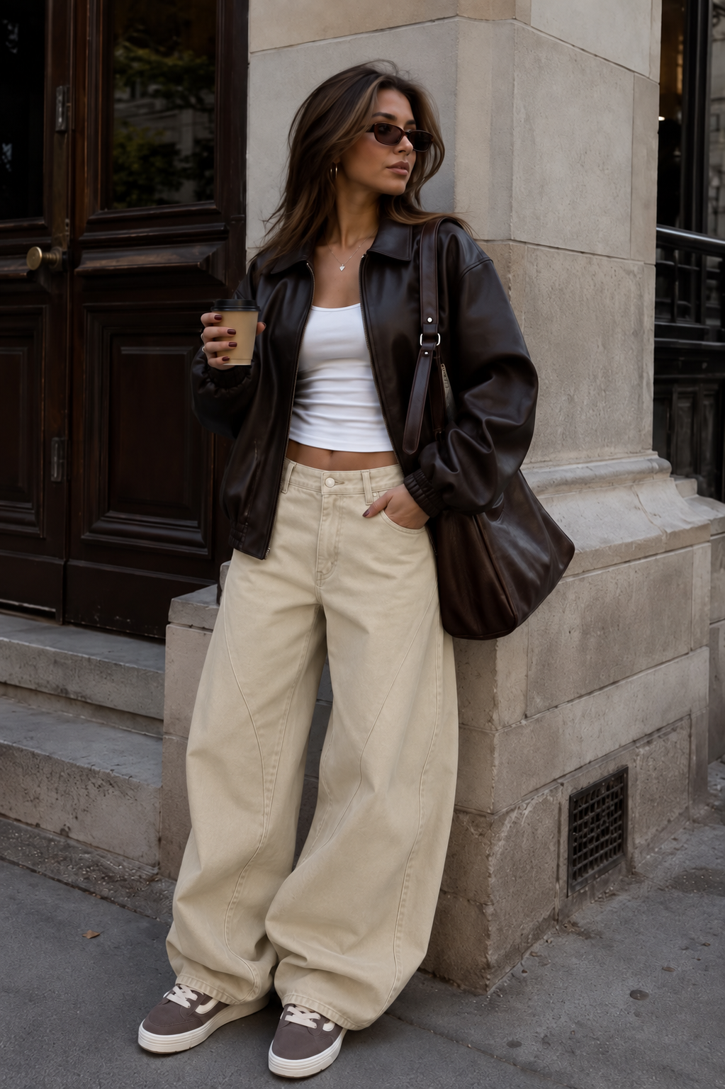 Embroidered Wide Leg Denim Pants