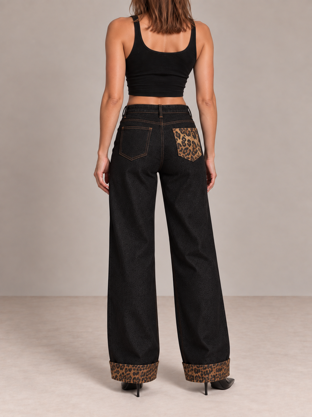 Retro Leopard Pocket Jeans