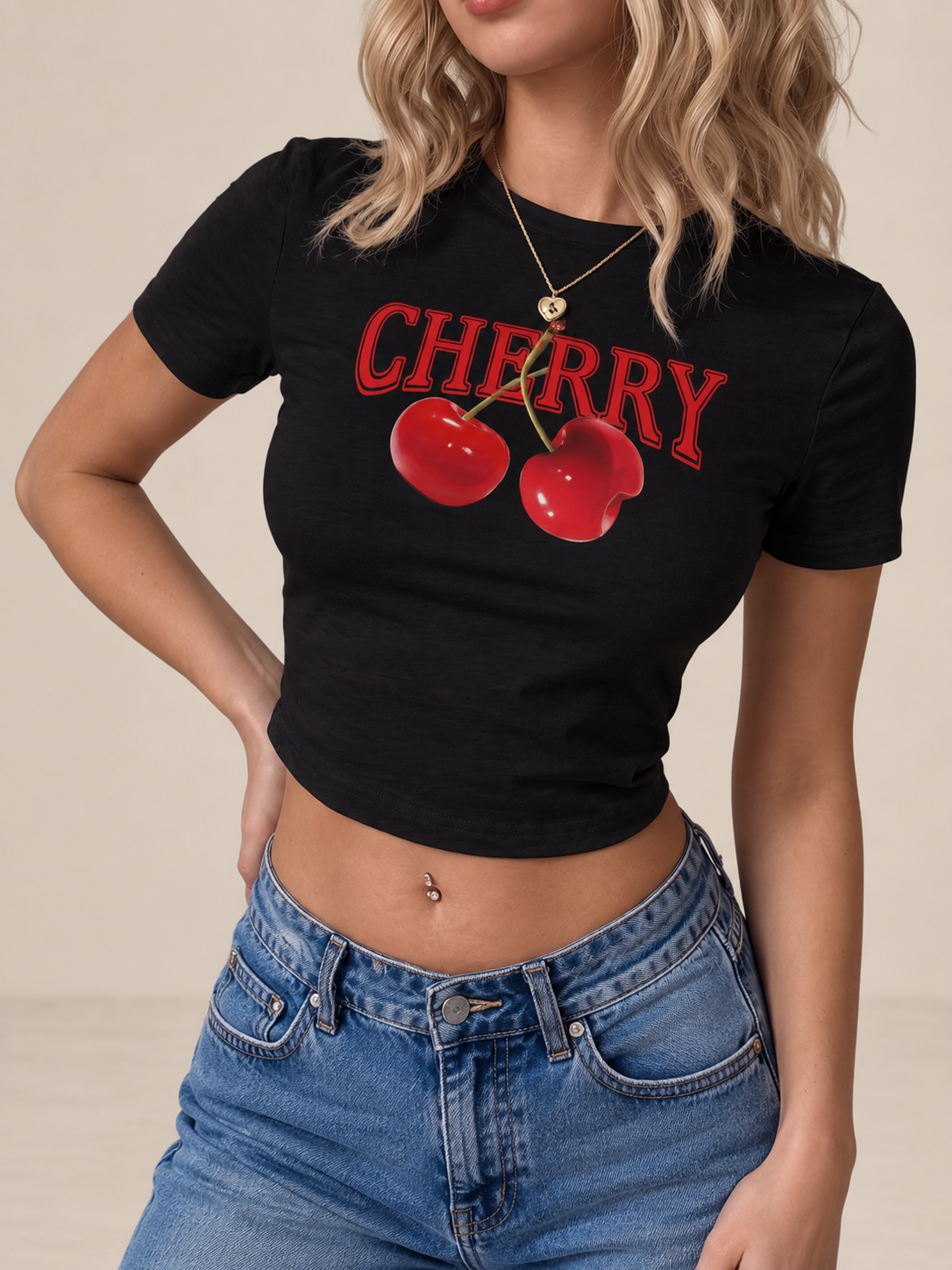 T-Shirt mit Kirschdruck