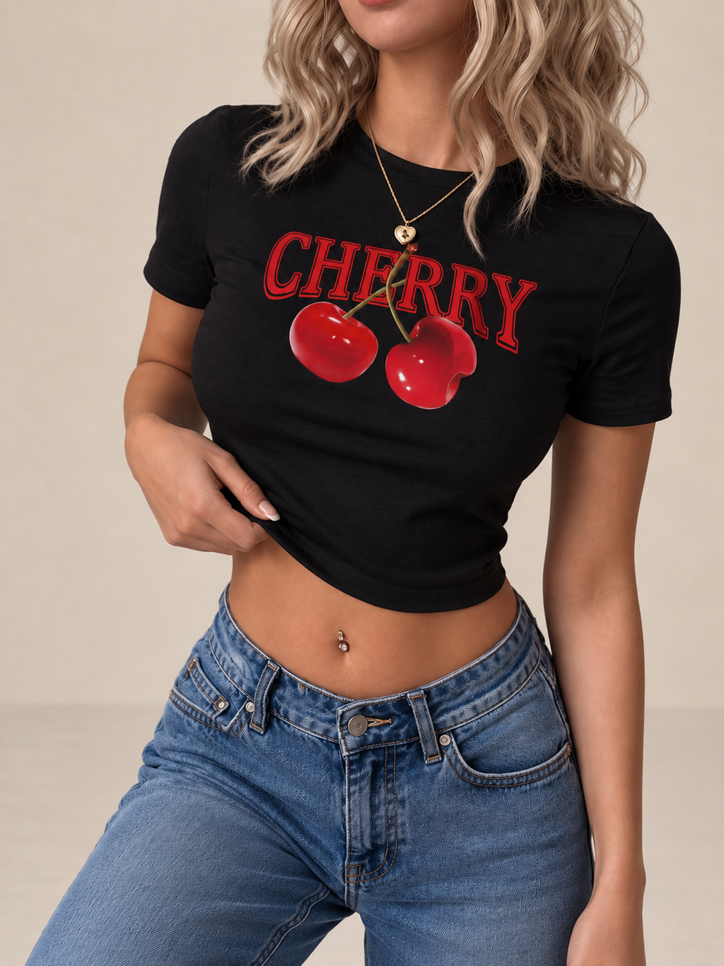 T-Shirt mit Kirschdruck