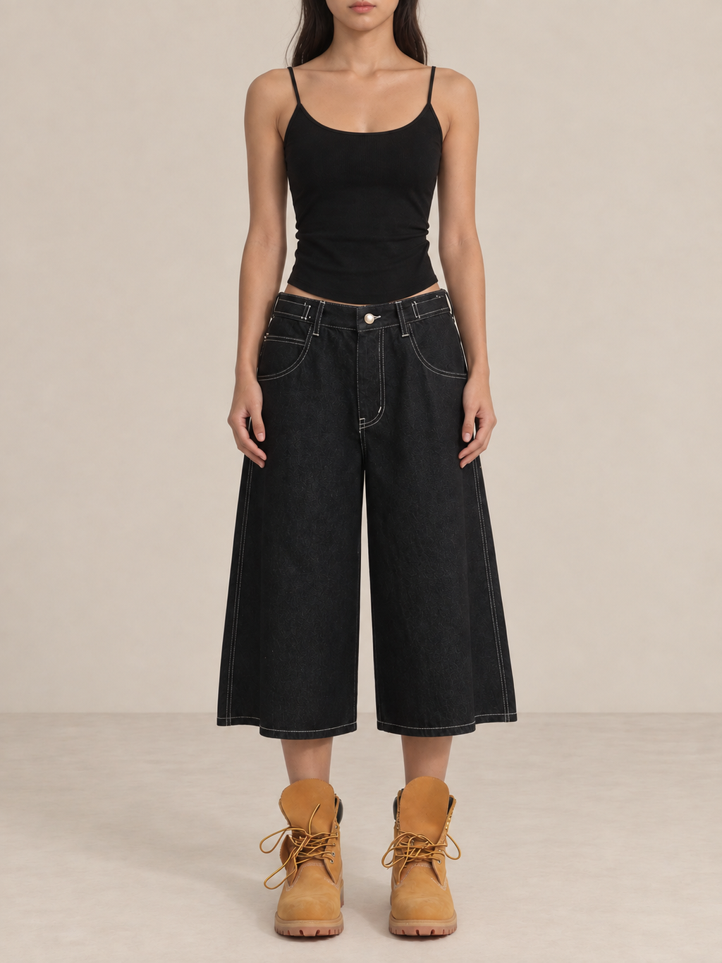 Kurze Jeans mit weitem Bein