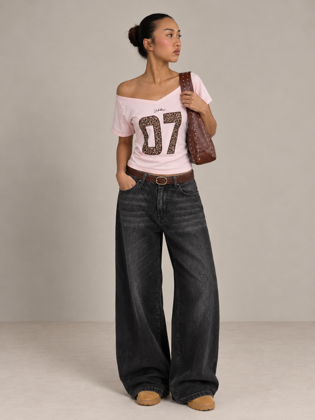 Off-Shoulder Varsity T-Shirt