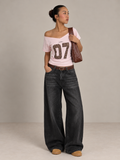 Off-Shoulder Varsity T-Shirt