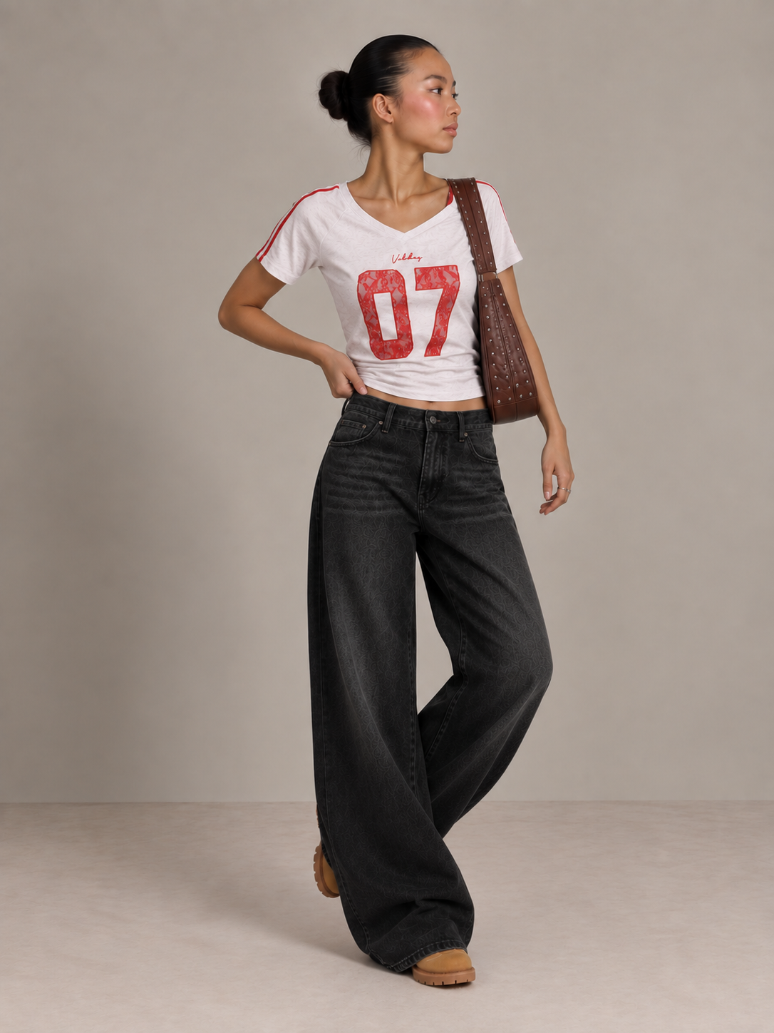 Off-Shoulder Varsity T-Shirt