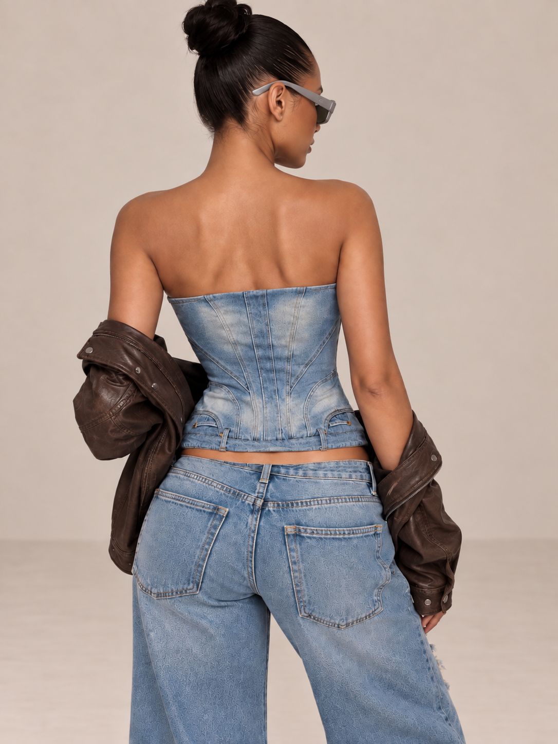 Jeans-Korsettoberteil