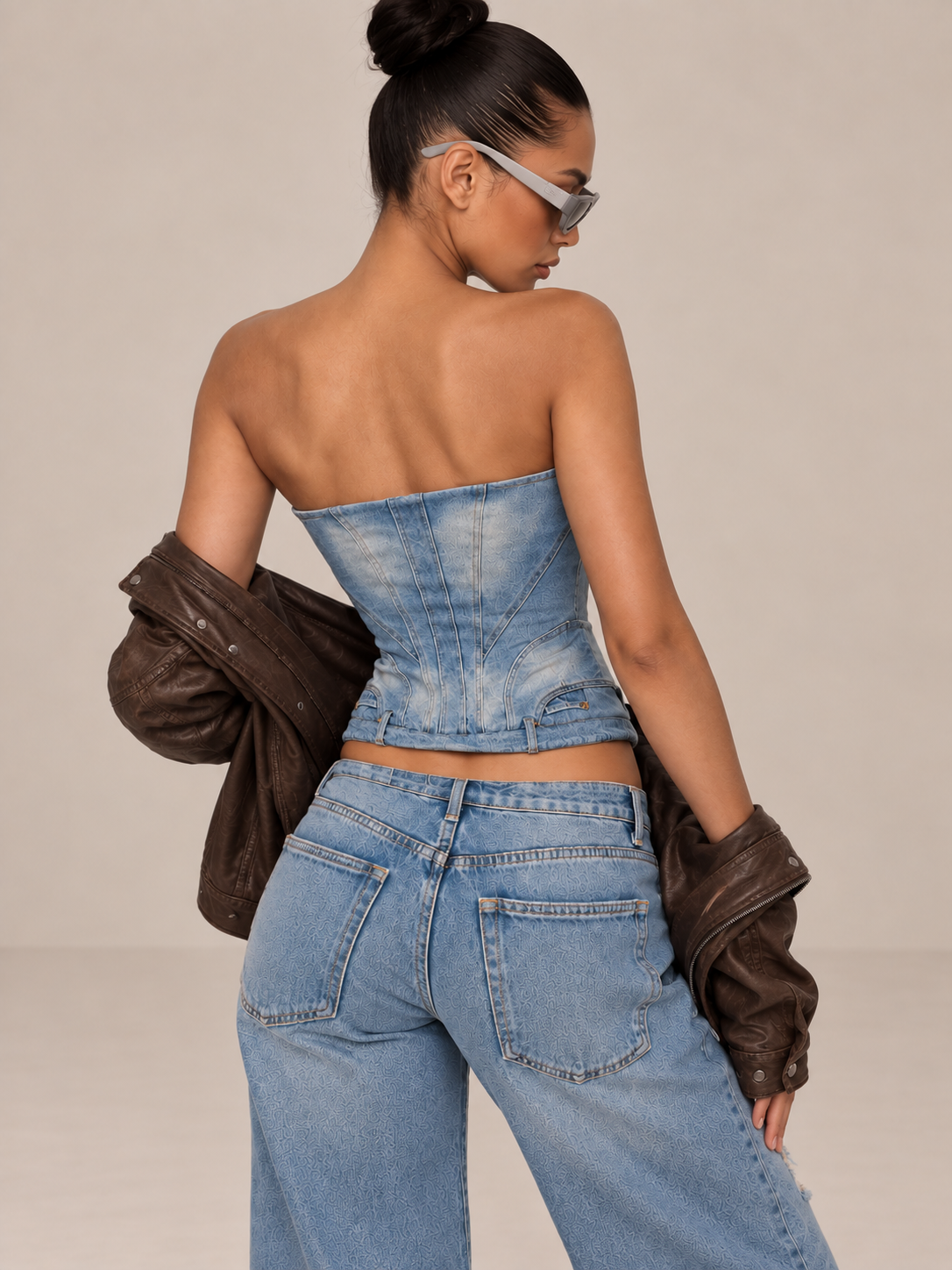 Jeans-Korsettoberteil