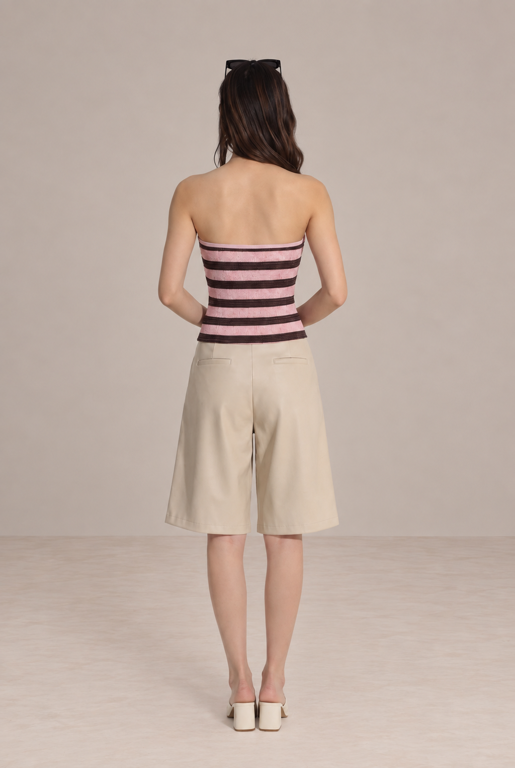 Gestreiftes Bandeau-Top mit Schleife