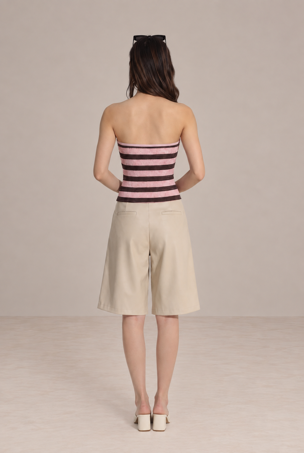 Gestreiftes Bandeau-Top mit Schleife