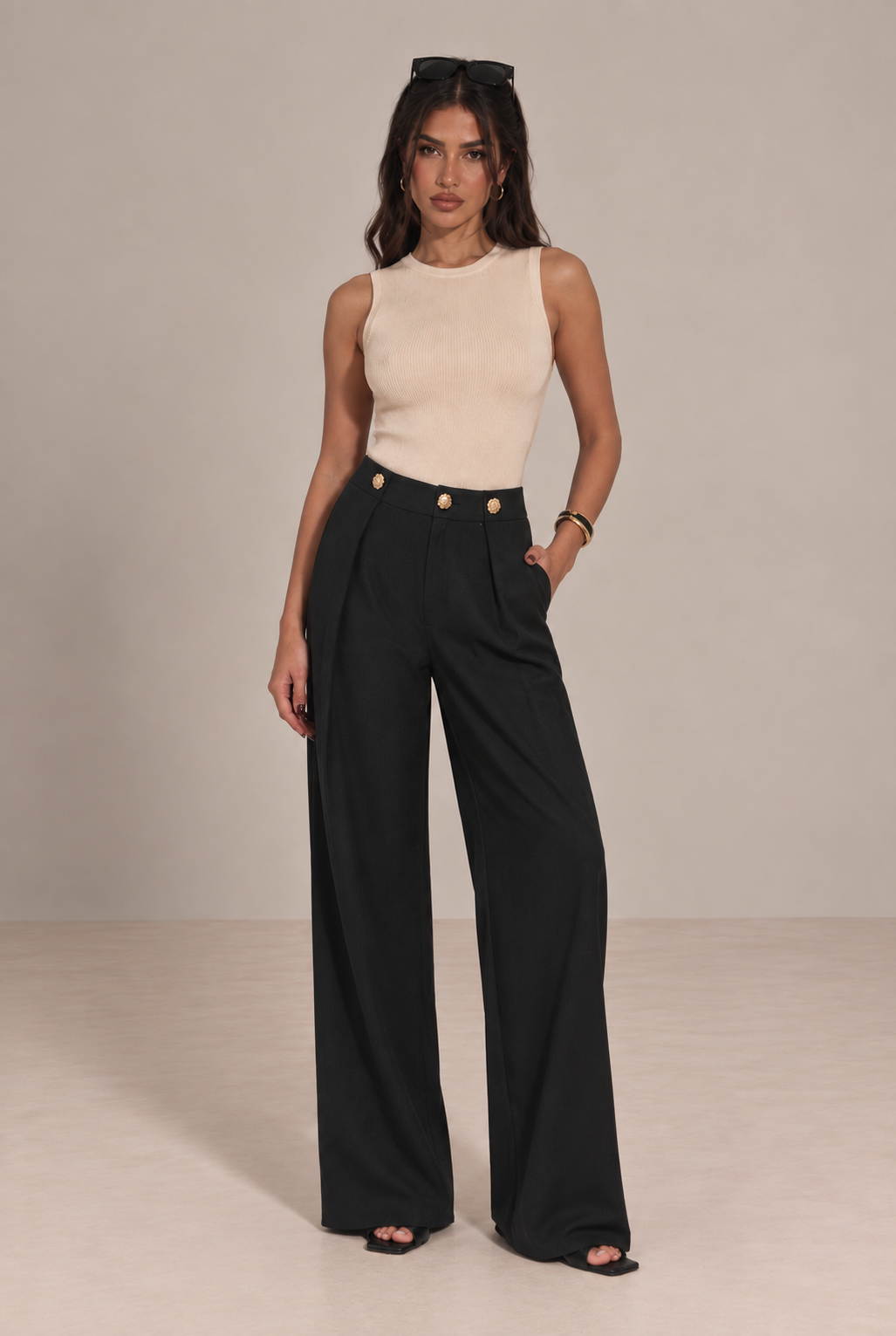 High-Waist-Hose mit geradem Bein