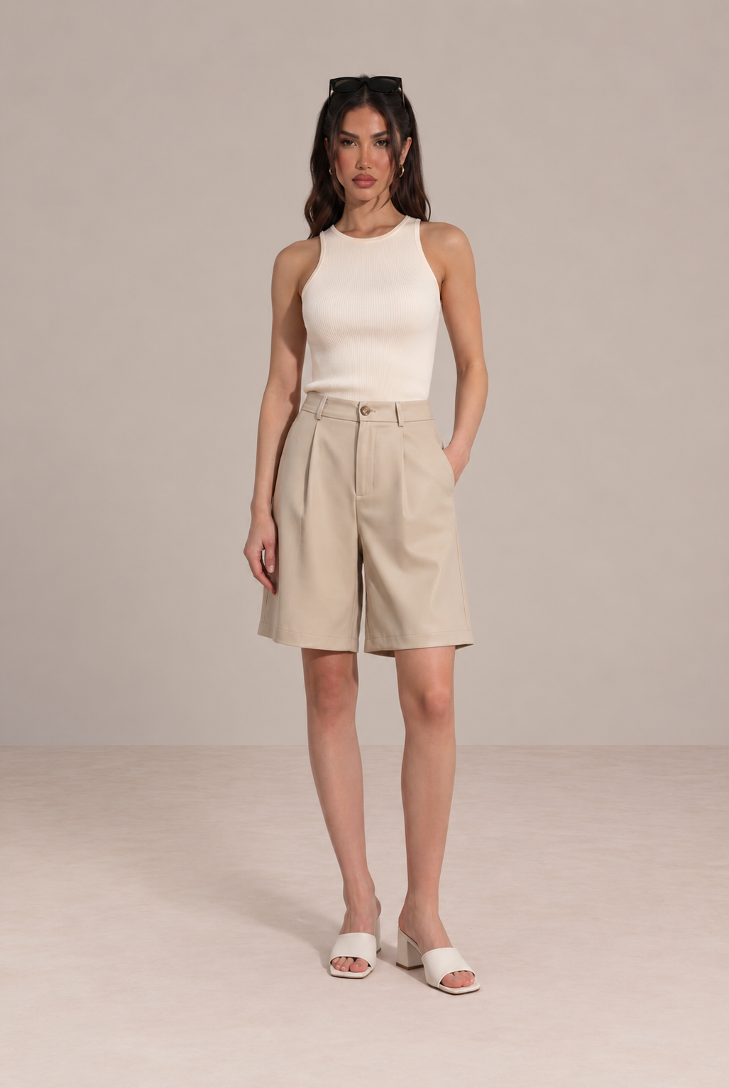 Plissierte, maßgeschneiderte Shorts