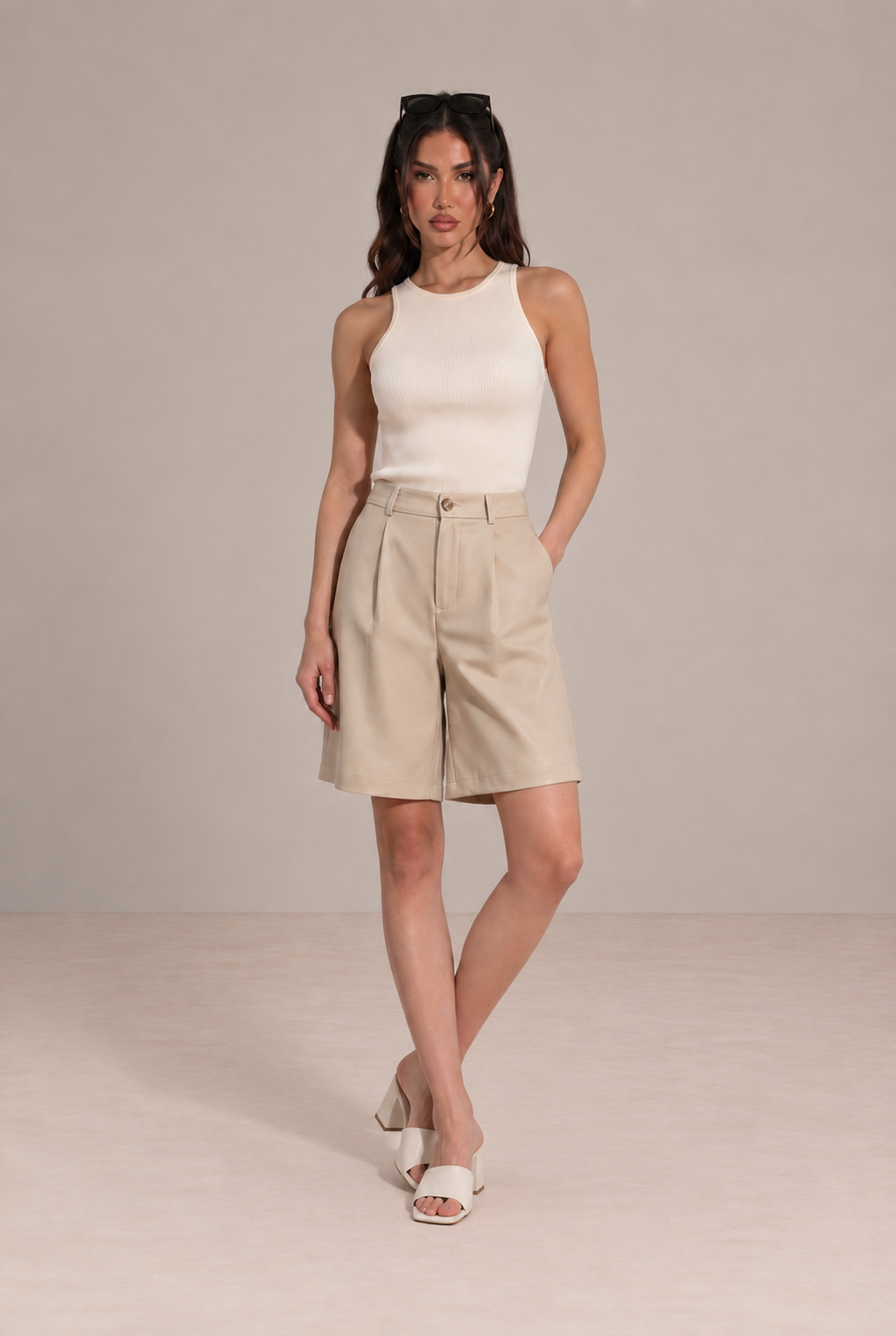 Plissierte, maßgeschneiderte Shorts