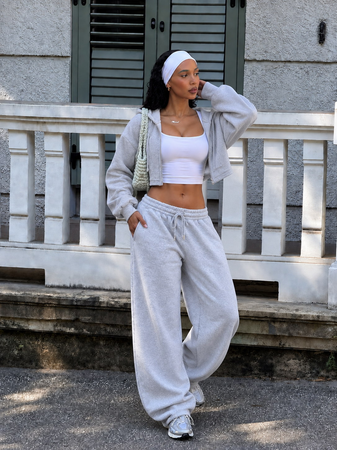 Cropped Zip Hoodie Set