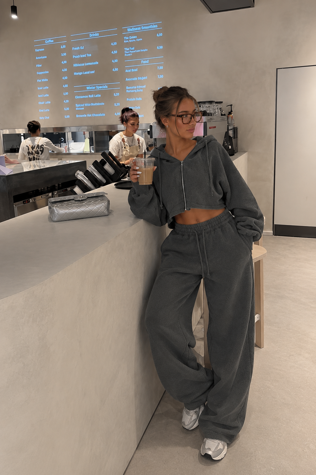 Cropped Zip Hoodie Set