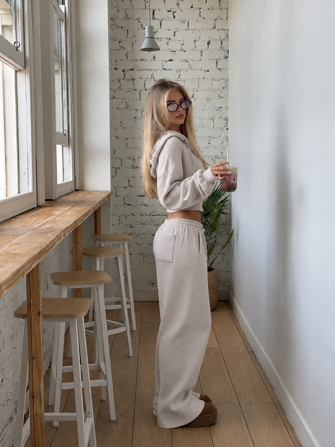 Cropped Zip Hoodie Set