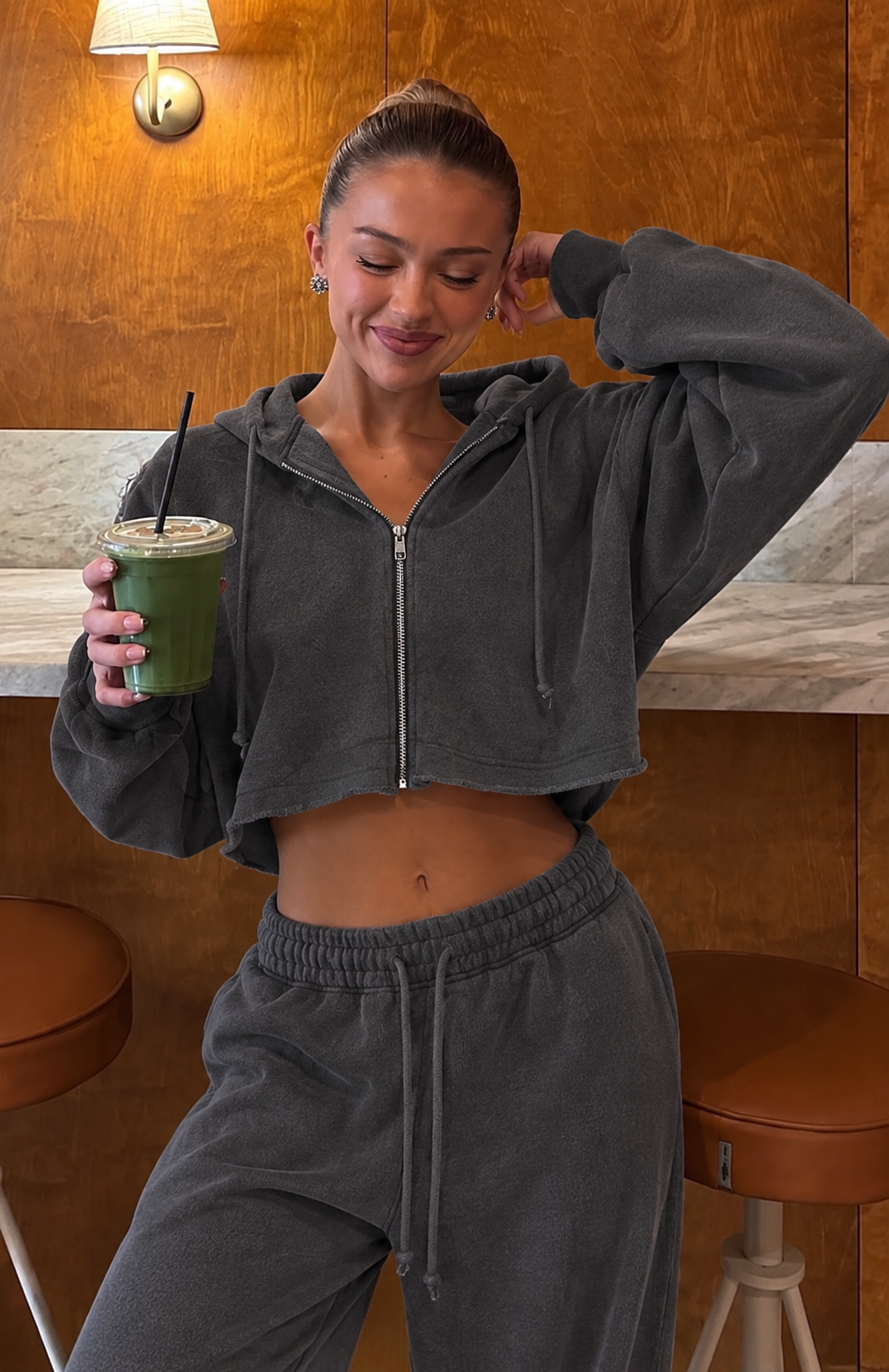 Cropped Zip Hoodie Set