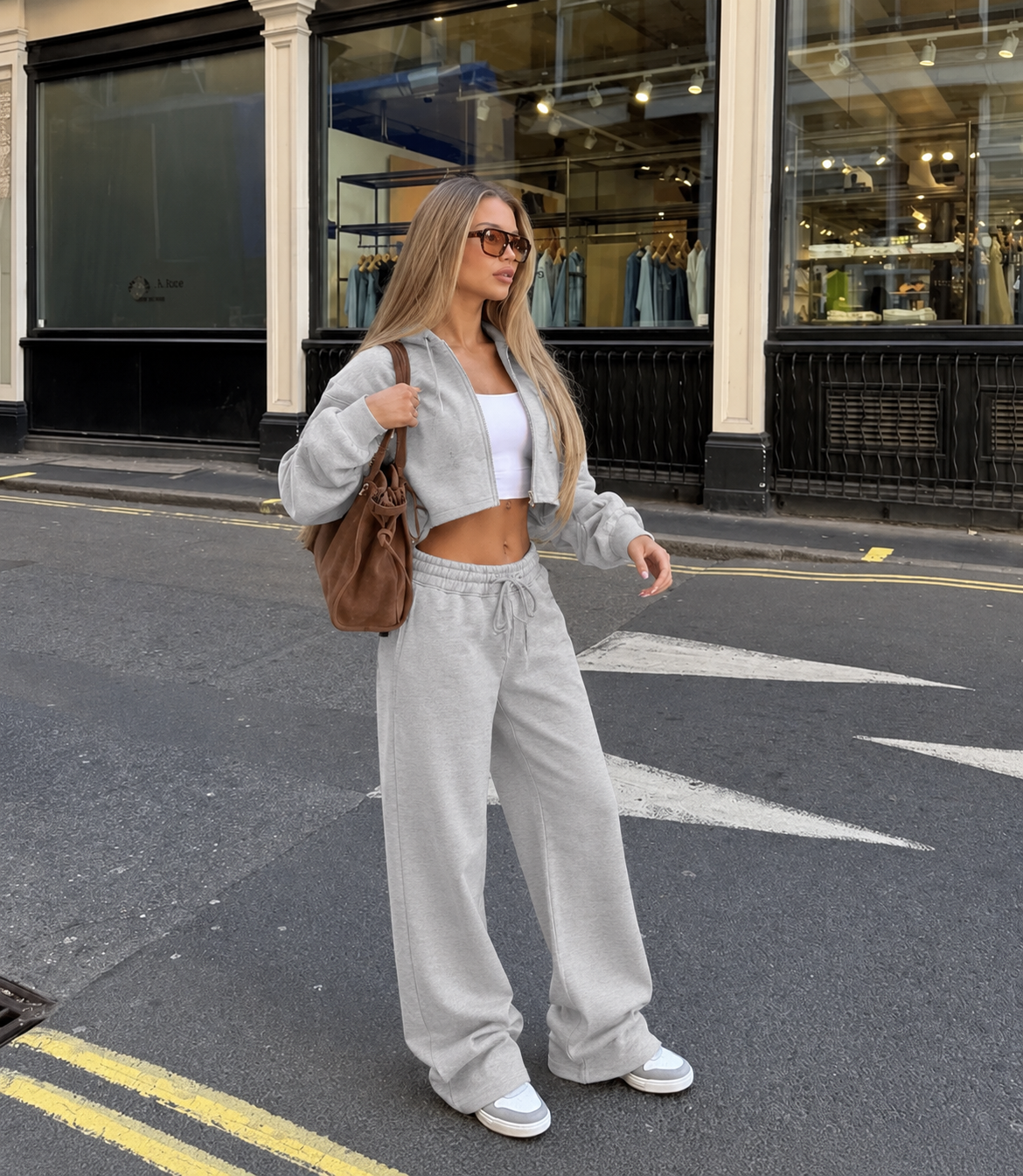 Cropped Zip Hoodie Set