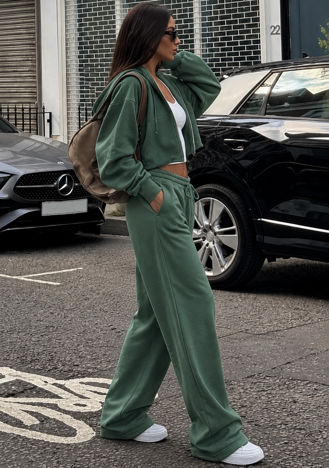 Cropped Zip Hoodie Set