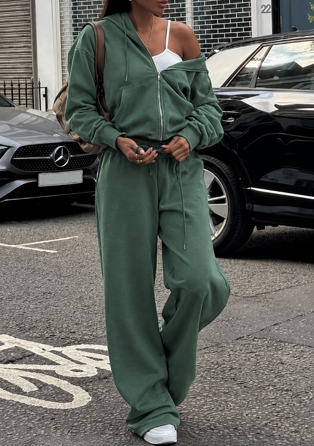 Cropped Zip Hoodie Set