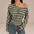 Striped Off Shoulder Knit