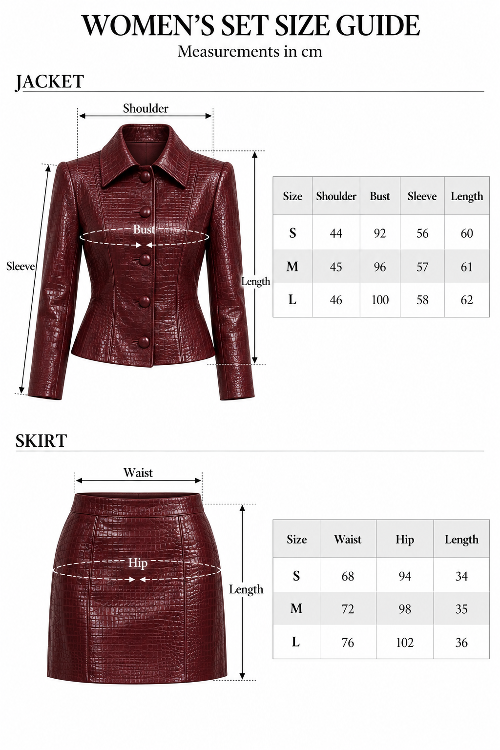 Crocodile Pattern Leather Texture Suit Set