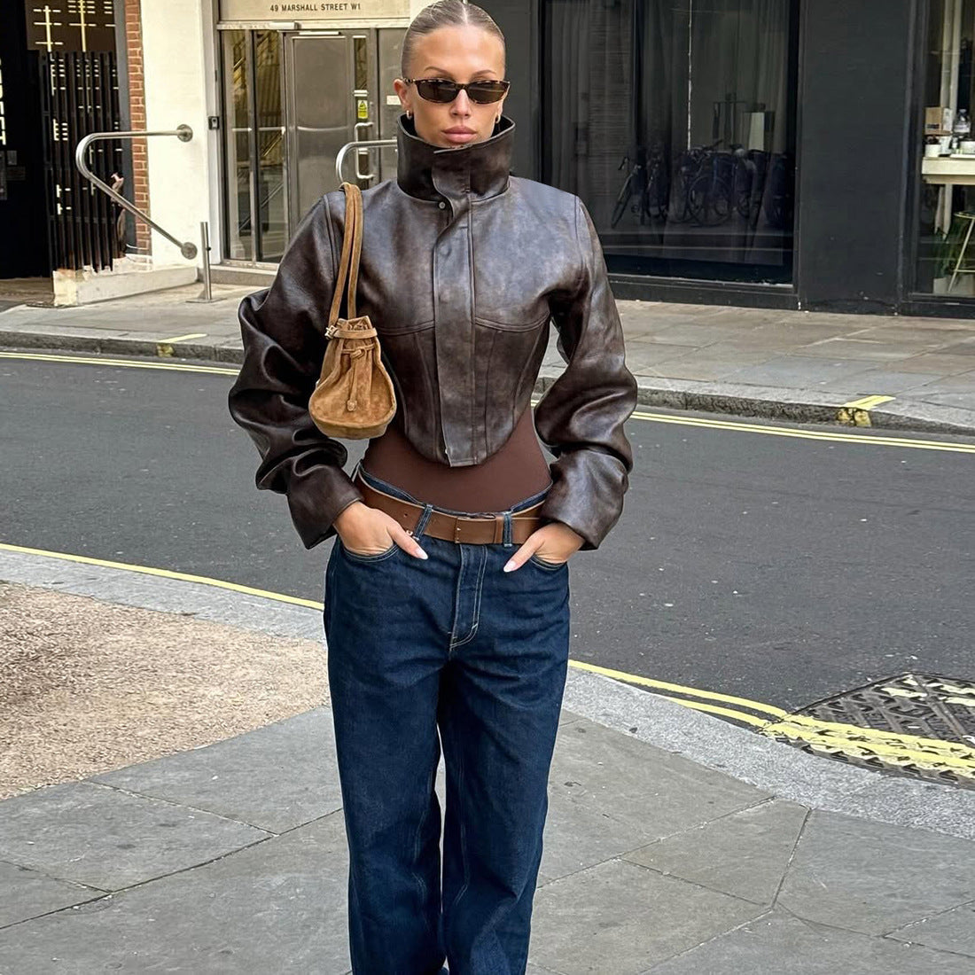 Cropped Leather Jacket