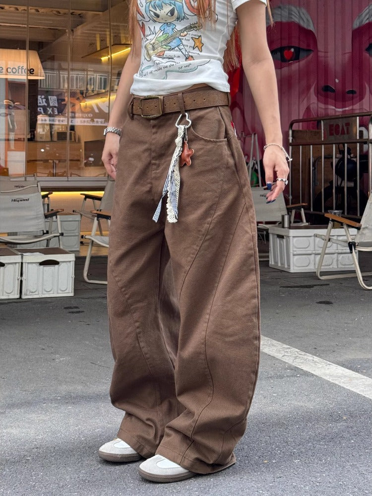 Embroidered Wide Leg Denim Pants
