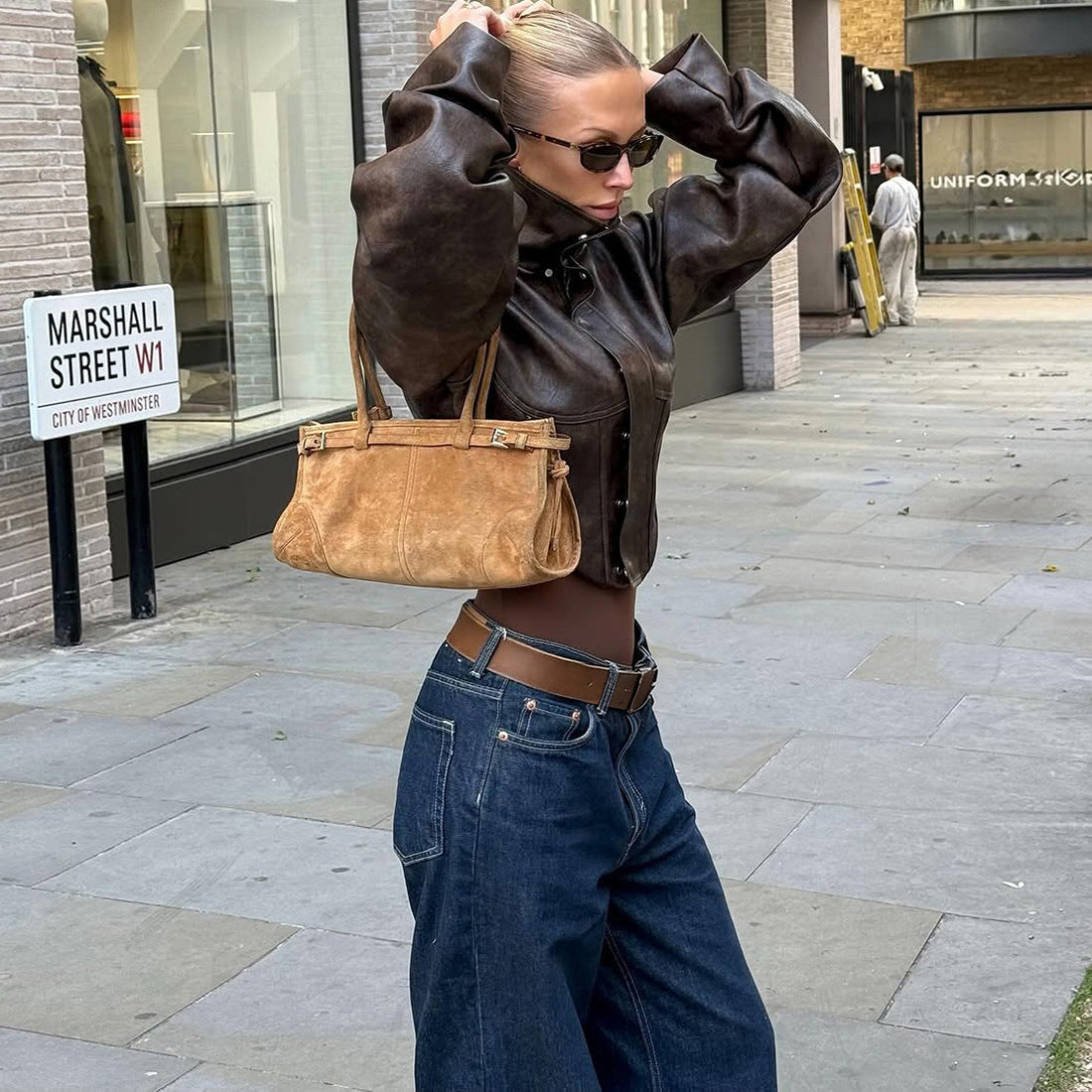 Cropped Leather Jacket