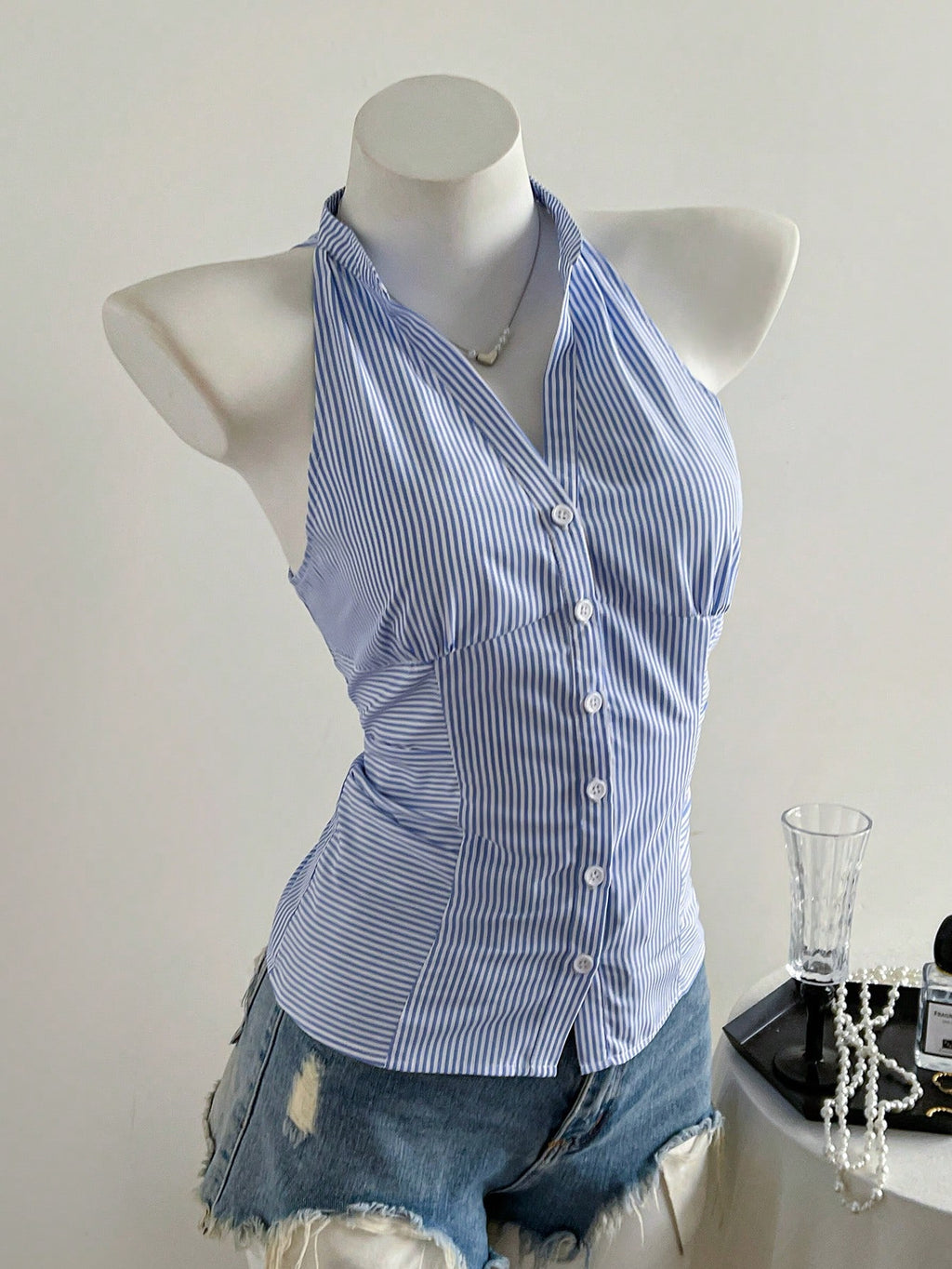 Striped Halter Blouse