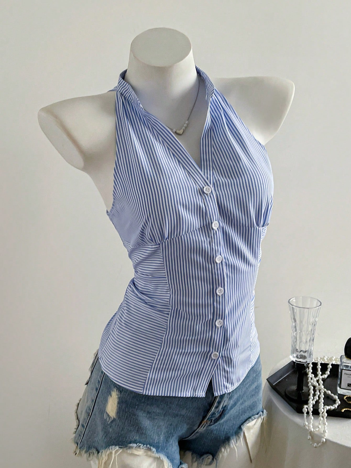 Striped Halter Blouse