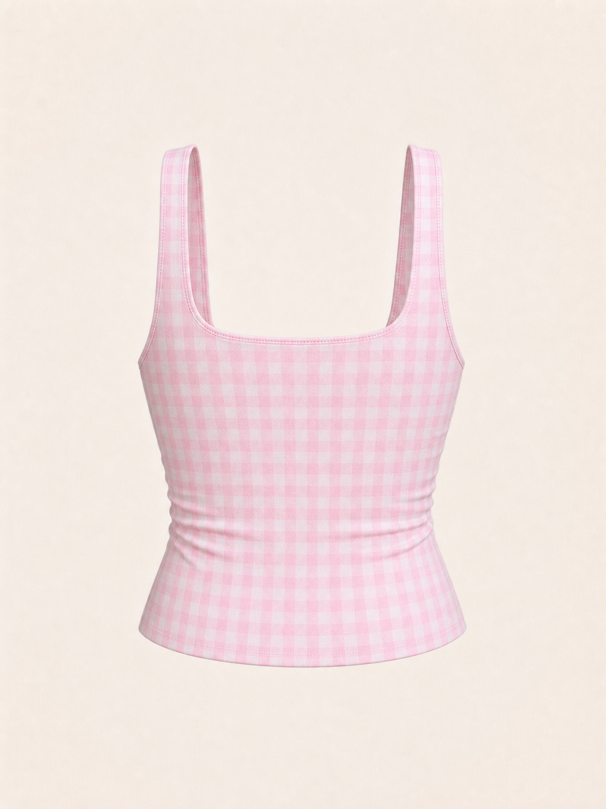 Gingham Square Neck Top