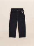 Embroidered Wide Leg Jeans