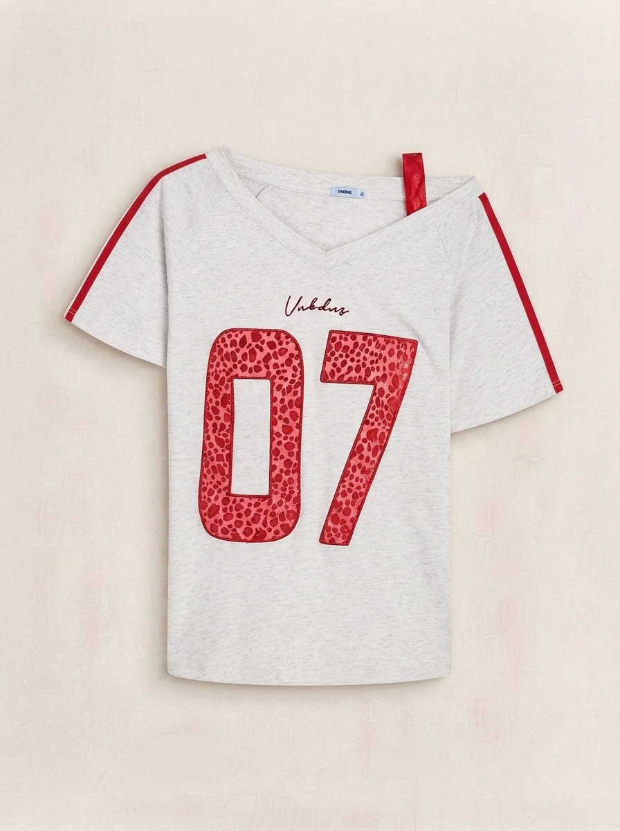 Off Shoulder Varsity Tee