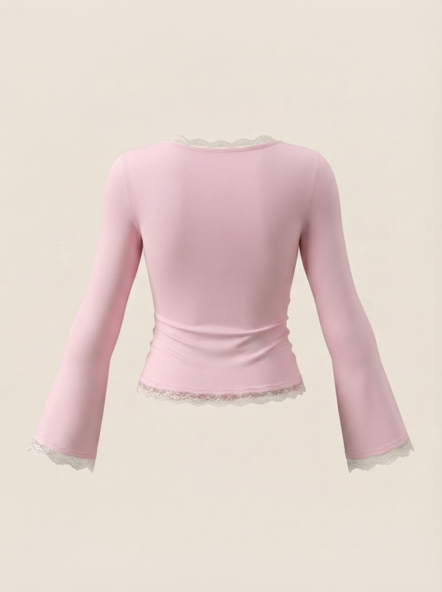 Lace Trim Square Neck Top